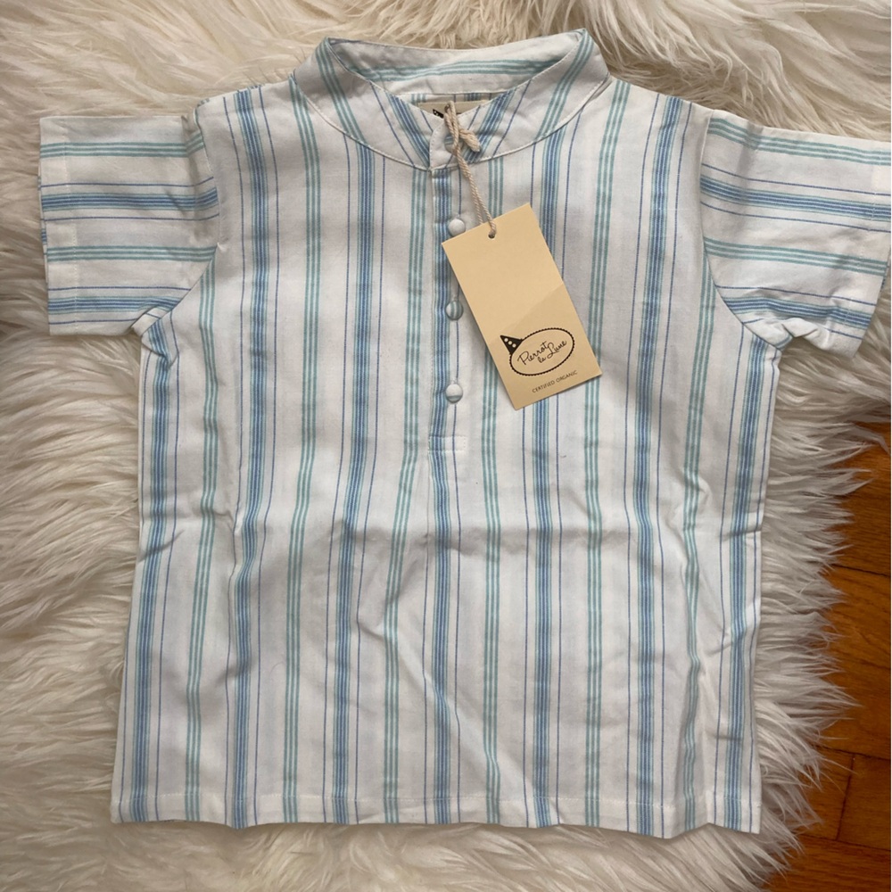 Kids Blue & White Striped Button-Front Shirt by